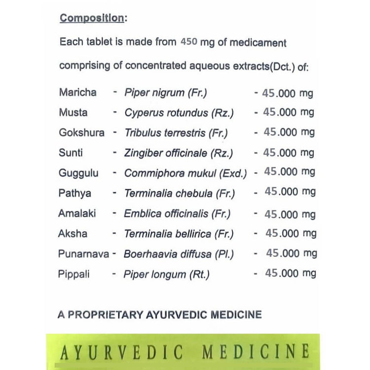 AVN Diuraven Tablets : Helpful in Urinary Infections, Kidney Stones, High Blood Pressure (Hypertension), Gout Arthritis, Asthma (120 Tablets)