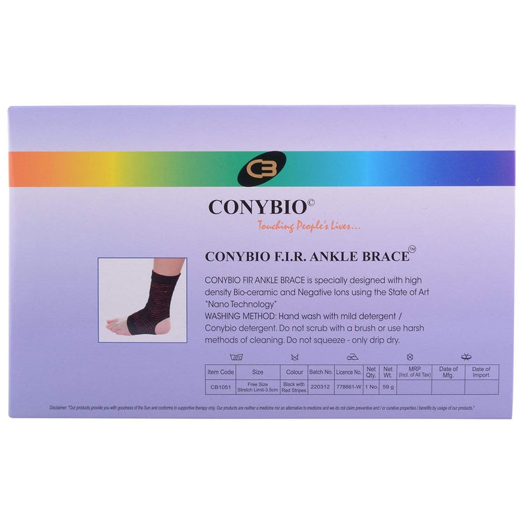 Conybio FIR Ankle Brace : For Ankle Support, A Supportive Therapy for Ankle Problems, Contains Bio-Ceramic Material which Emits Far Infrared Rays (FIR) - Helps Faster Recovery (1 Brace)