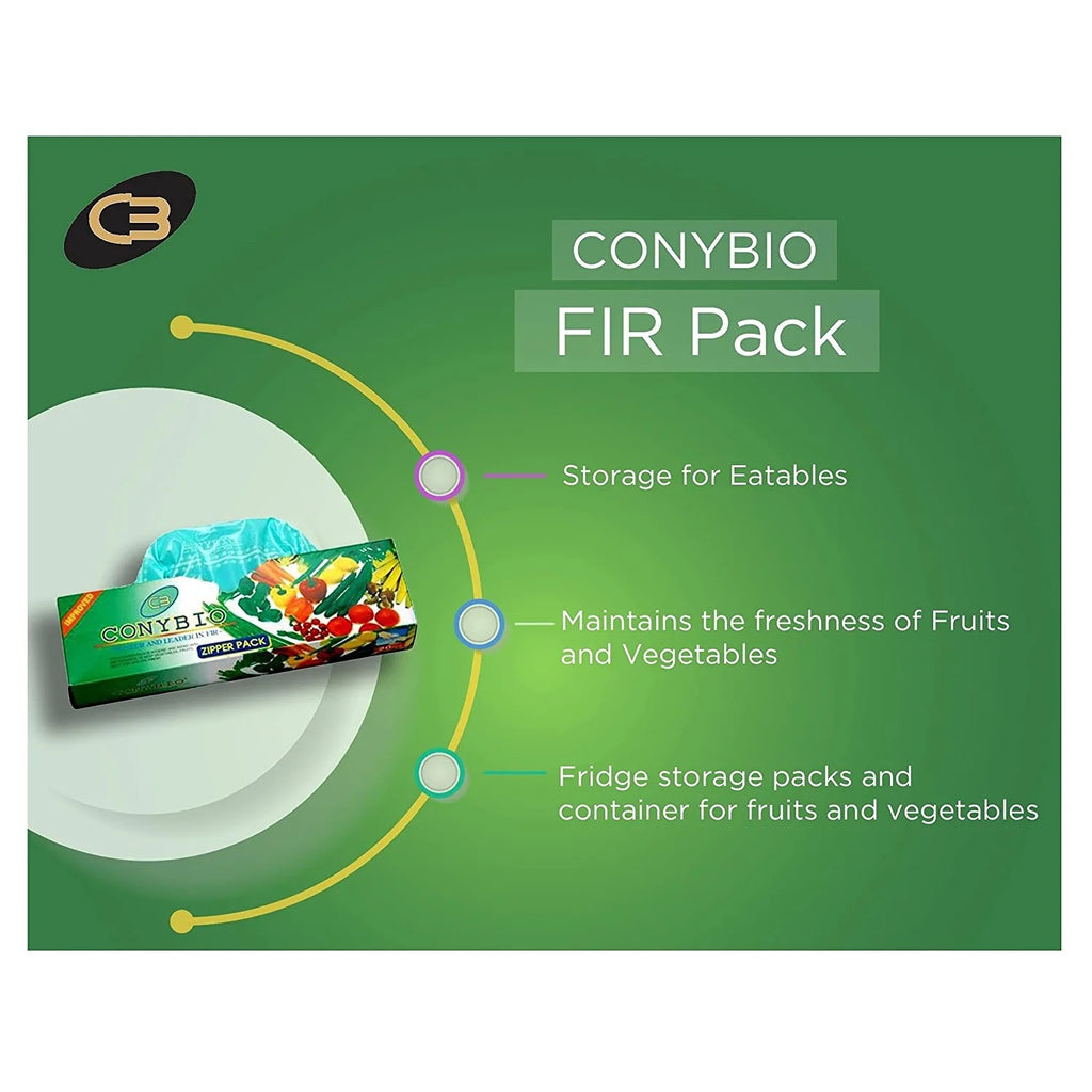 Conybio FIR Commercial Zipper Pack - Non-Toxic Plastic with Bio-Ceramics Emits Far Infrared Rays (FIR) - KEEPS FOOD FRESH FOR LONGER DURATION in Refrigerator (Capacity 5 Kgs, 20 FIR Bags)