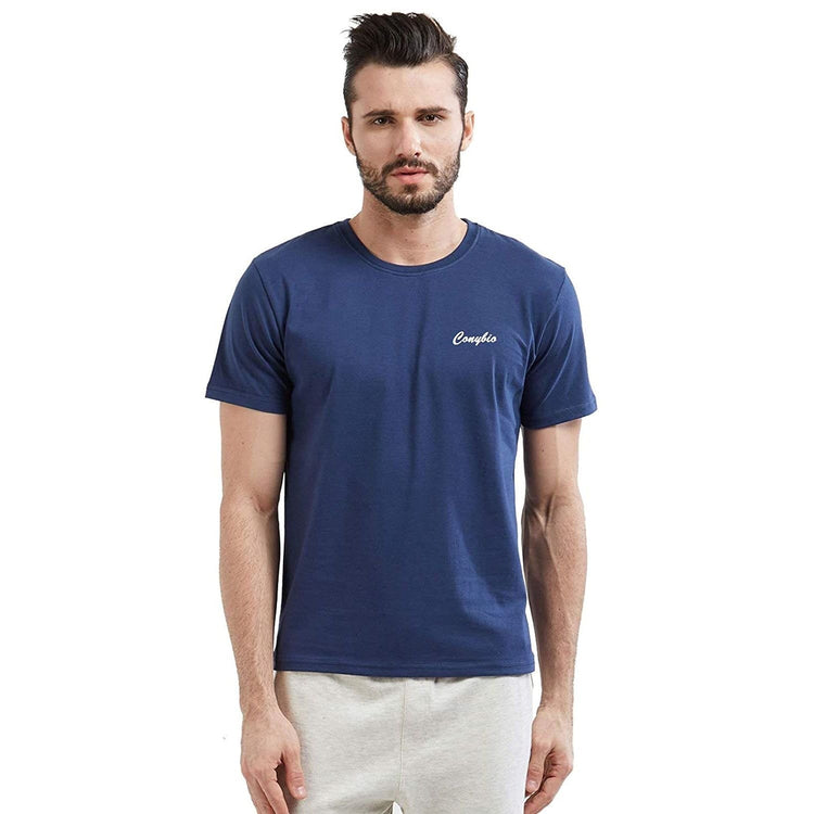 Conybio FIR T-Shirt (Roundneck) : Emits Far Infrared Rays (FIR) enhances Blood Circulation & Improves Metabolic Functions (Blue / White) (Unisex : For Men & Women)