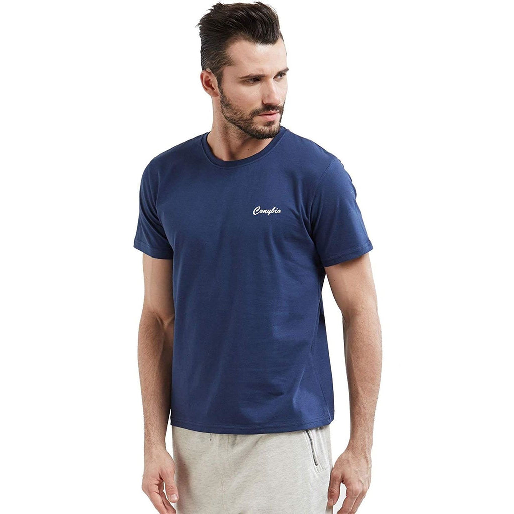 Conybio FIR T-Shirt (Roundneck) : Emits Far Infrared Rays (FIR) enhances Blood Circulation & Improves Metabolic Functions (Blue / White) (Unisex : For Men & Women)