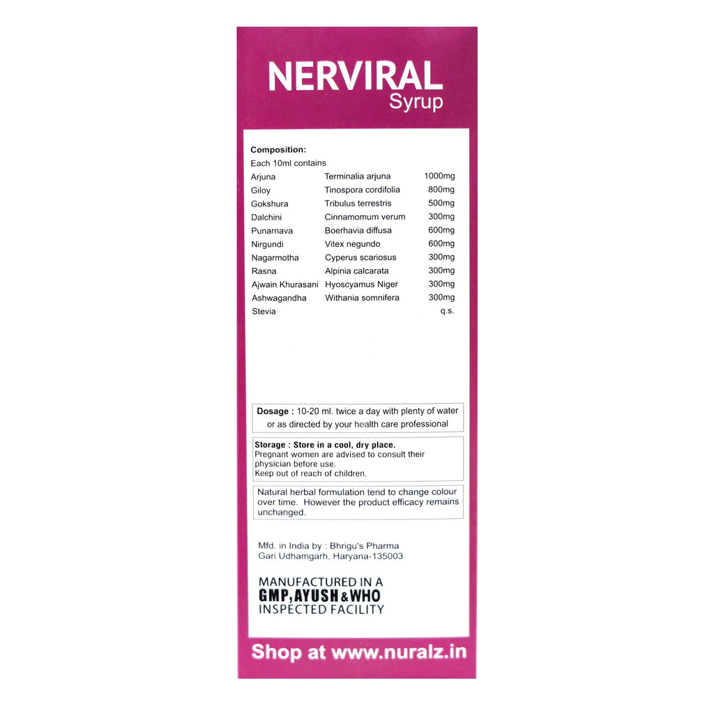 Syrup Neural System Nuralz Nerviral Syrup (800 ml) (200 ml X 4) – Uniherbs India