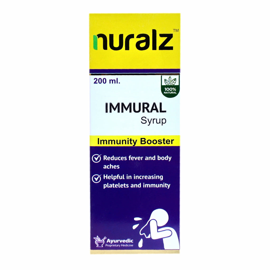 Nuralz Immural Syrup : For Fever, Cold & Flu Relief, Reduces Body Aches, Helpful In Increasing Platelets and Immunity (400ml) (200 ml X 2)