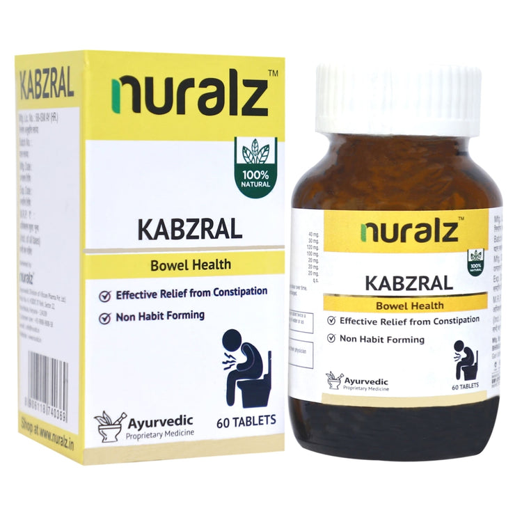 Nuralz Kabzral Tablets : Effective Relief from Constipation, For a Healthy Digestive System, Non-Habit Forming (120 Tablets) (60 Tablets X 2)