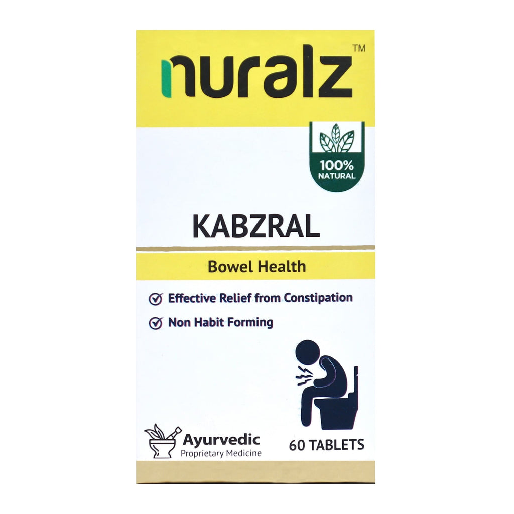 Nuralz Kabzral Tablets : Effective Relief from Constipation, For a Healthy Digestive System, Non-Habit Forming (120 Tablets) (60 Tablets X 2)