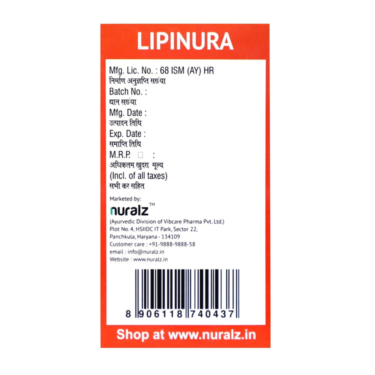 Nuralz Lipinura Capsules : Helps in Regulating Total Cholesterol, LDL & Triglycerides Levels (60 Capsules) (30 Capsules X 2)