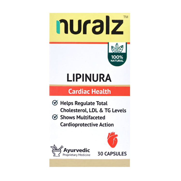 Nuralz Lipinura Capsules : Helps in Regulating Total Cholesterol, LDL & Triglycerides Levels (60 Capsules) (30 Capsules X 2)