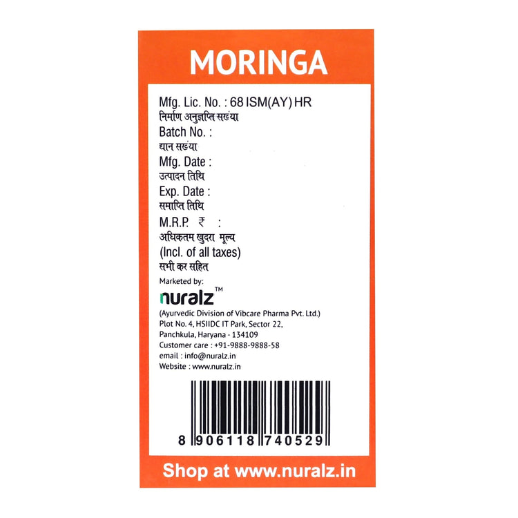 Nuralz Moringa Capsules : Rich Source Of Antioxidants & Vitamins, Helps Boost Metabolism, Immunity Booster, Good For Skin & Hair Growth (30 Capsules)