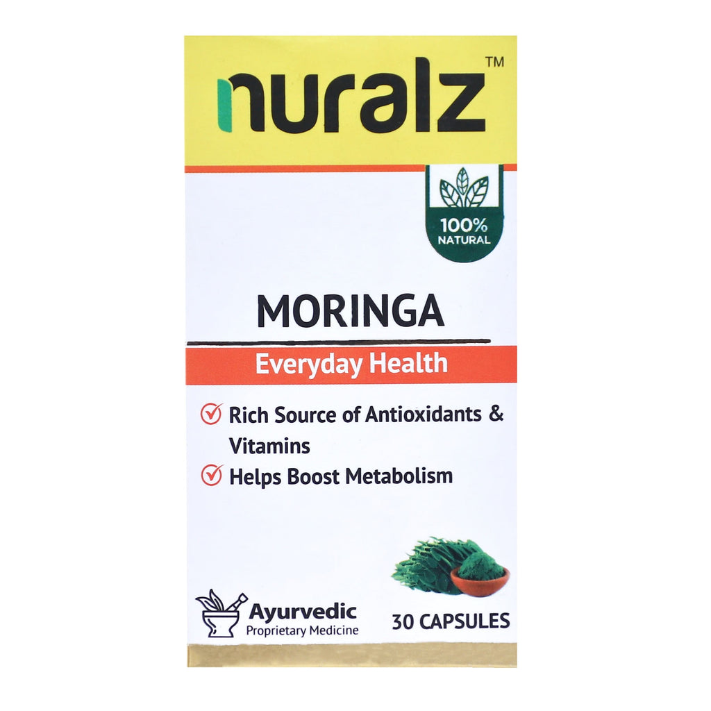 Nuralz Moringa Capsules : Rich Source Of Antioxidants & Vitamins, Helps Boost Metabolism, Immunity Booster, Good For Skin & Hair Growth (30 Capsules)