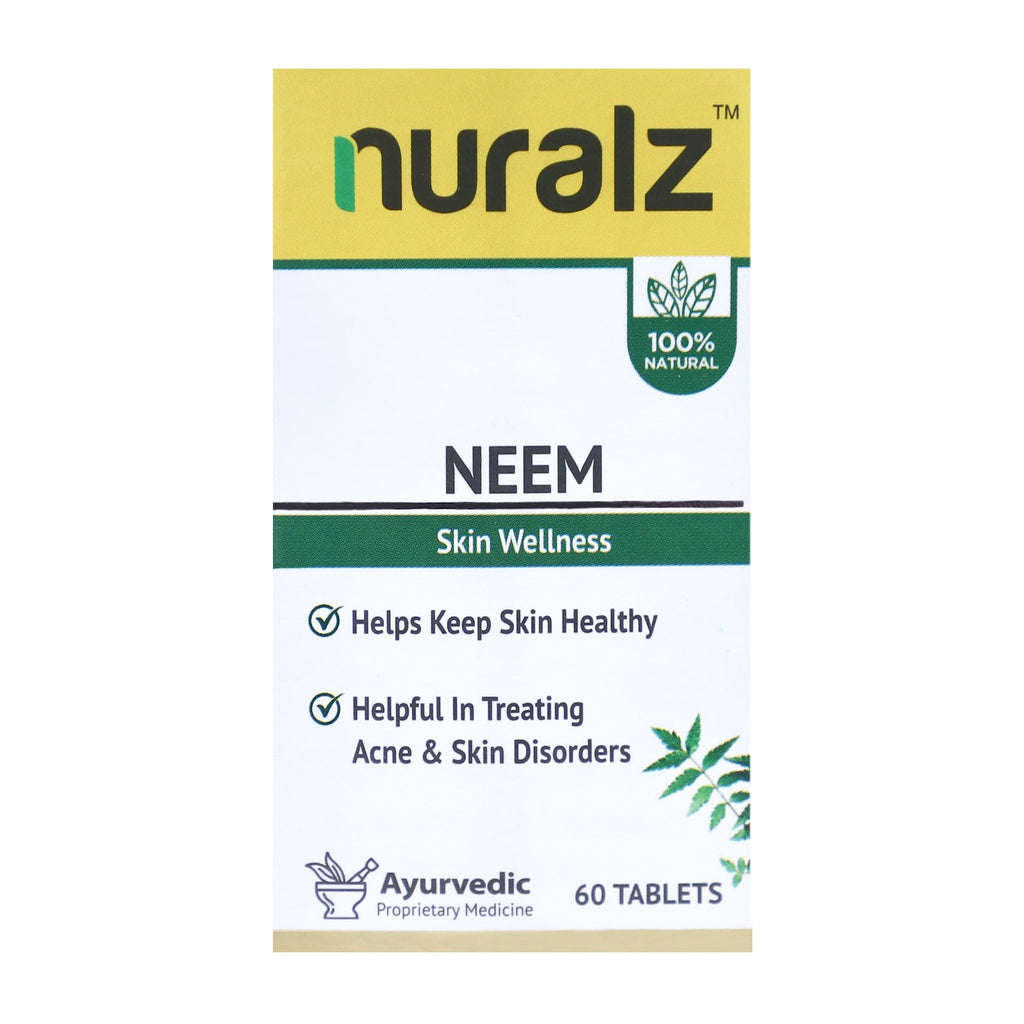Nuralz Neem Tablets : Helps Keep Skin Healthy, Glowing Skin, Helpful In Treating Acne & Skin Disorders, Nature Immunity Booster (120 Tablets) (60 Tablets X 2)