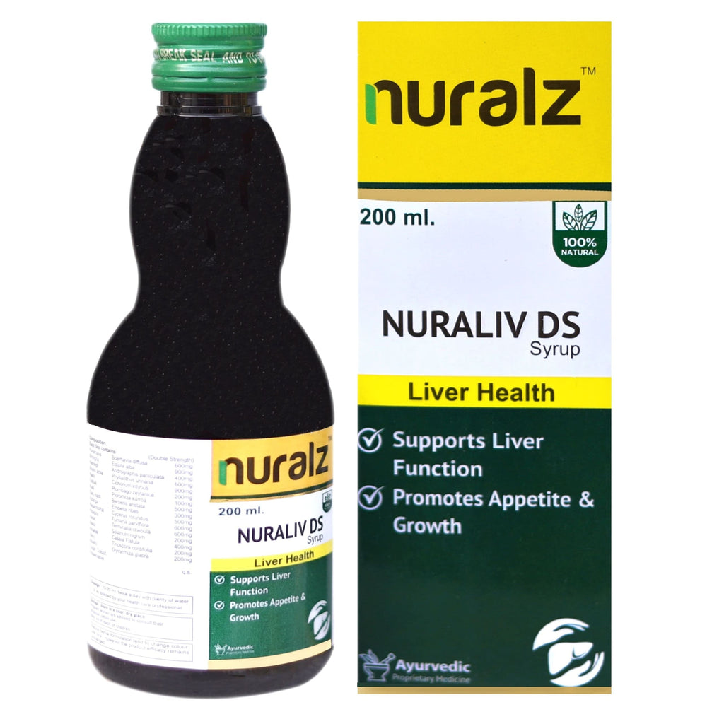 Nuralz Nuraliv DS Syrup : Ayurvedic Medicine for Fatty Liver, Liver Detox, Protection Against Fatty Liver, For Healthy Liver, Supports Liver Function, Promotes Appetite & Growth (200 ml)