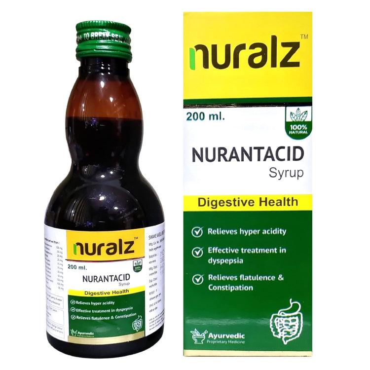 Nuralz Nurantacid Syrup : Helpful In Hyper Acidity, Gas Problems, Indigestion, Constipation, Improves Digestive Health (400 ml) (200 ml X 2)