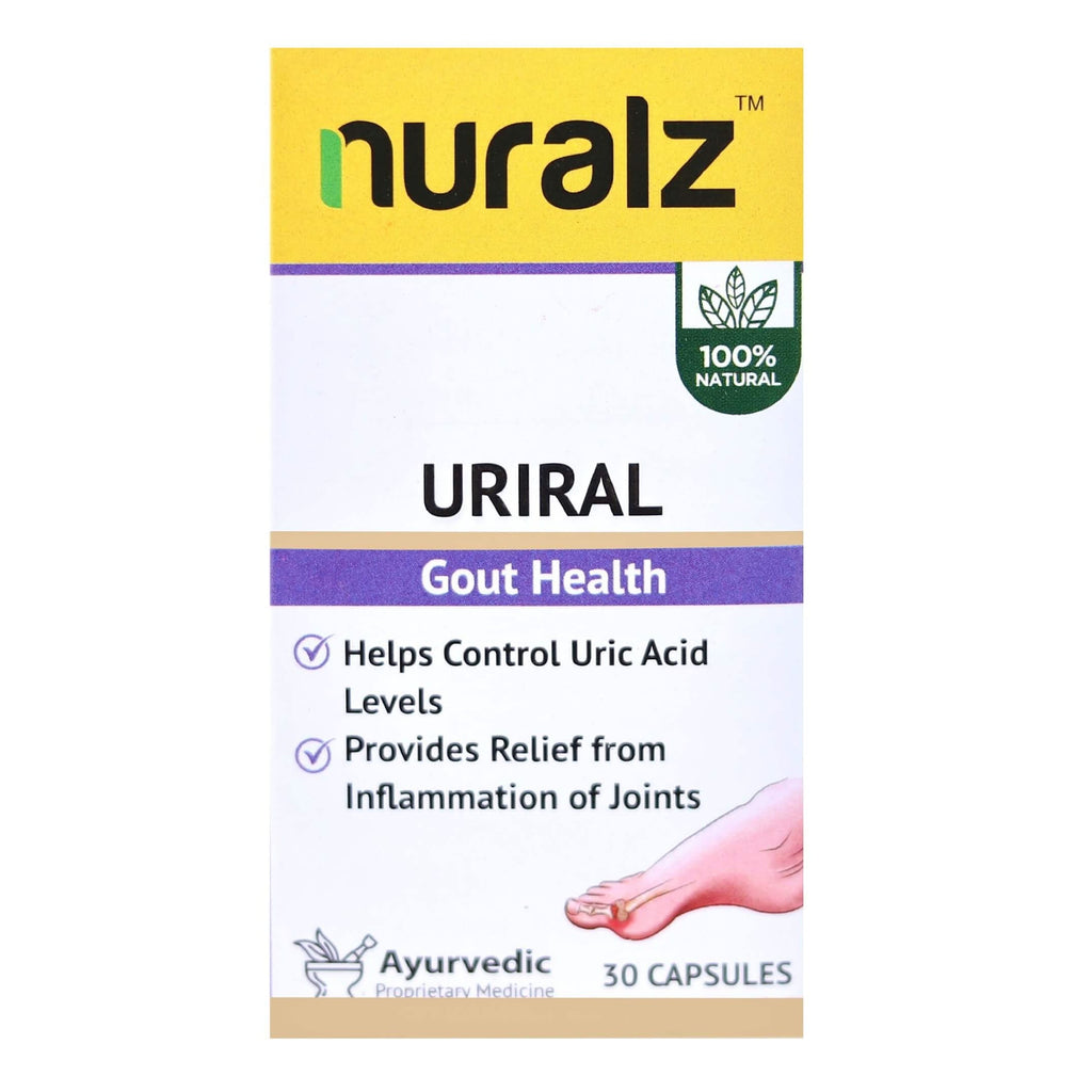 Nuralz Uriral Capsules : Helps Control Uric Acid, Provides Relief From Inflammation of Joints (30 Capsules)
