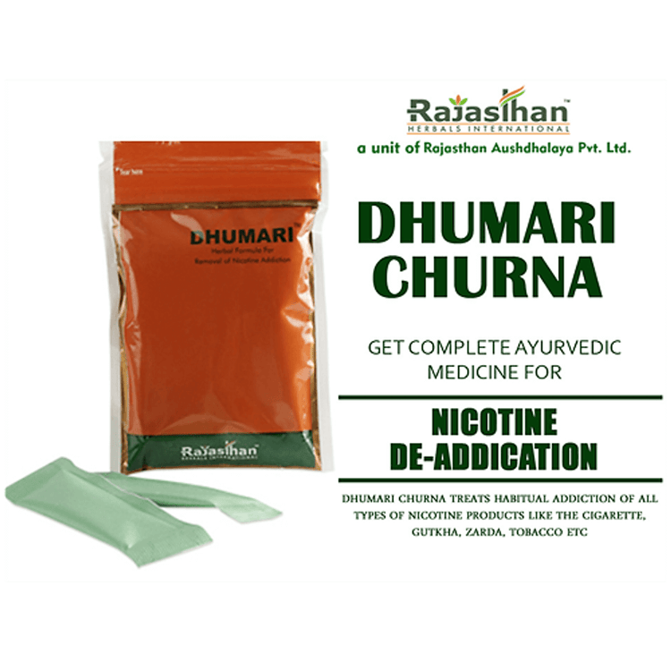 Rajasthan Aushadhalaya Dhumari Churna : Herbal Formula for De-Addiction from Nicotine Products like Cigrettes, Gutkha, Zarda, Tobacco (45 grams)