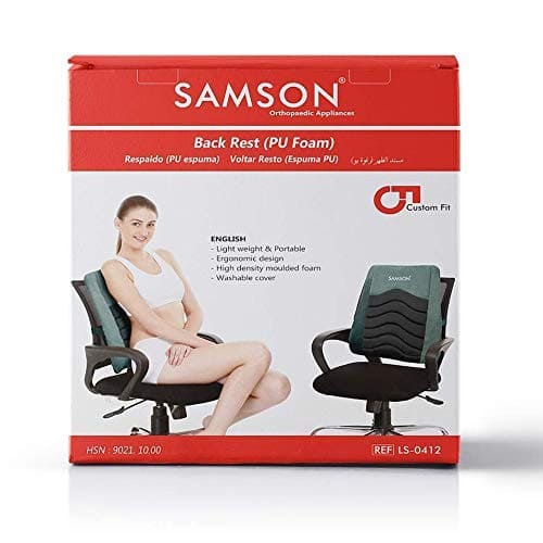 Samson Back Rest : For Office Chair, Car Seat, Sofa, (Orthopedically Designed Lumbar Support Cushion with High Density Foam), (Posture Support for Long Hours Sitting) (For Men & Women) (Type : Moulded Foam)