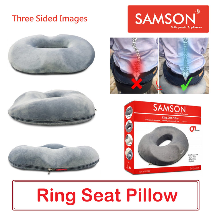 Samson Donut Ring Seat Cushion Pillow : Round Cushion With Orthopaedic Memory Foam (For Sciatica, Coccyx, Orthopedic, Tailbone, Piles, Hemorrhoid & Back Pain Relief) (For Men & Women) (Universal Size)