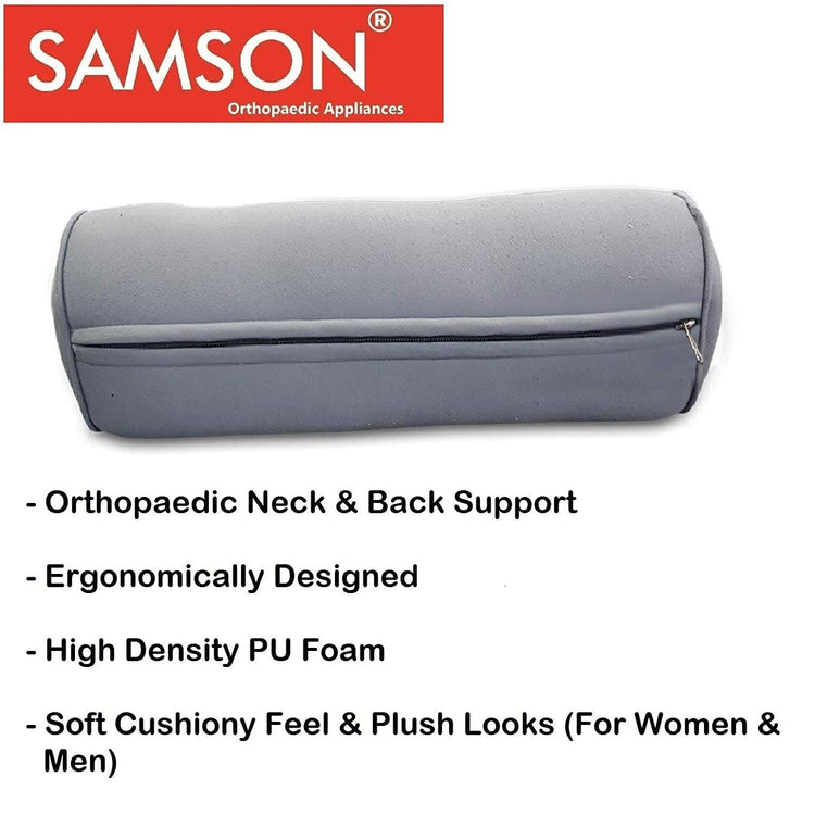 Samson Round Cervical SPONDYLOSIS Takiya Pillow (तकिया) (Premium Ortho Range - Ergonomic Design, Hi-Density PU Foam) Ideal for Cervical Spine, Low Back Pain and Cardiac Patients & Sleeping Problems (Universal Size)