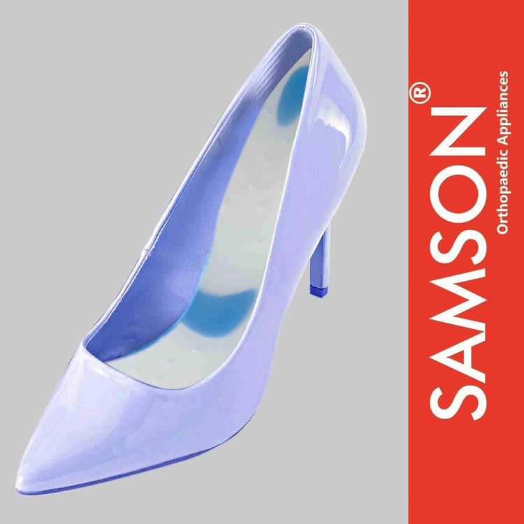 Samson Silicone Insole (Pair) - for Heel Spur, High Heel Pain, Flat Foot, Metatarsal Foot Pain, (Shock ABSORBERS), Maintains Natural Arch, (Relief from Knee & Back Pain) (for Women & Men)