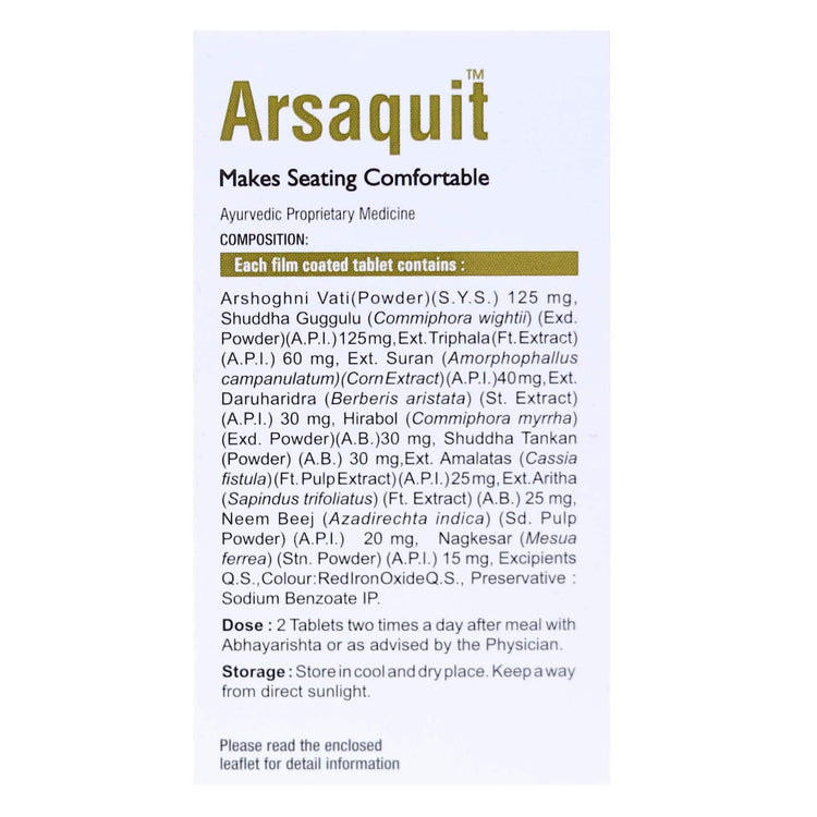 Virgo Arsaquit Tablets : For Piles, Bleeding Piles, Fissures, Relieves Constipation, Reduces Pain & Burning Sensation (60 Tablets) (30 Tablets X 2)