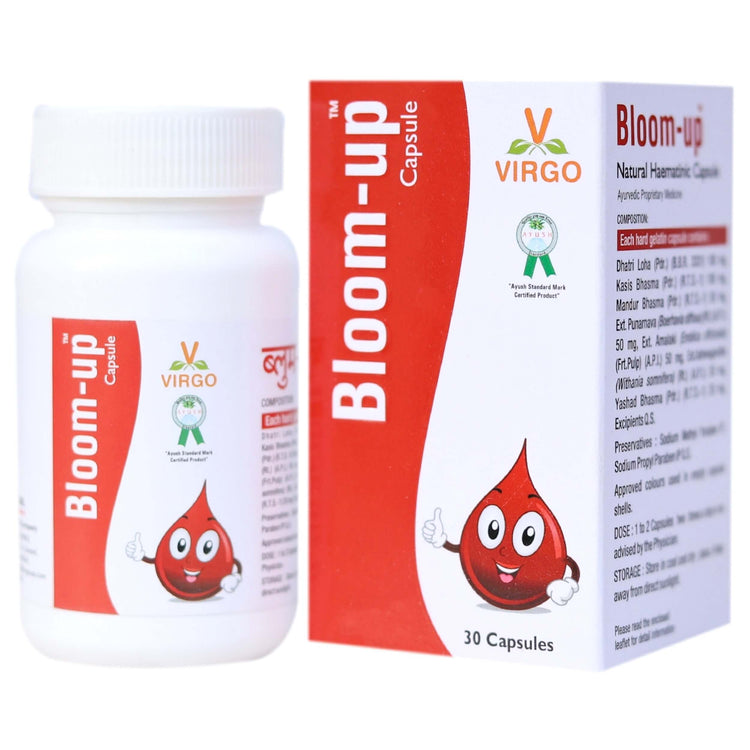 Virgo Bloom Up Capsules : Natural Iron Supplement, Helps to Improve Hemoglobin Level (60 Capsules) (30 Capsules X 2)