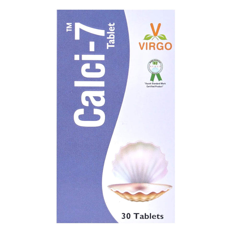 Virgo Calci-7 Tablets : Natural Calcium Supplement, Increases Bone Density, Strengthens Bones, Helpful in Osteoporosis, Osteomalacia, Rickets (60 Tablets) (30 Tablets X 2)