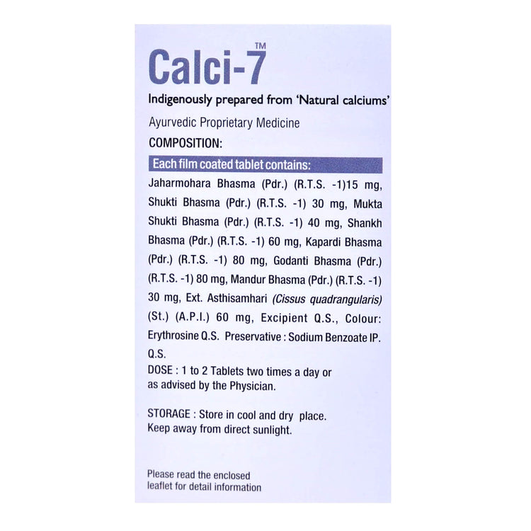 Virgo Calci-7 Tablets : Natural Calcium Supplement, Increases Bone Density, Strengthens Bones, Helpful in Osteoporosis, Osteomalacia, Rickets (60 Tablets) (30 Tablets X 2)