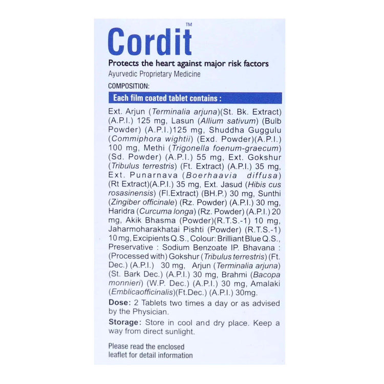 Virgo Cordit Tablets : Corrects Lipid Profile, Improves Cardiac Efficiency, Useful in Hypertension (60 Tablets) (30 Tablets X 2)