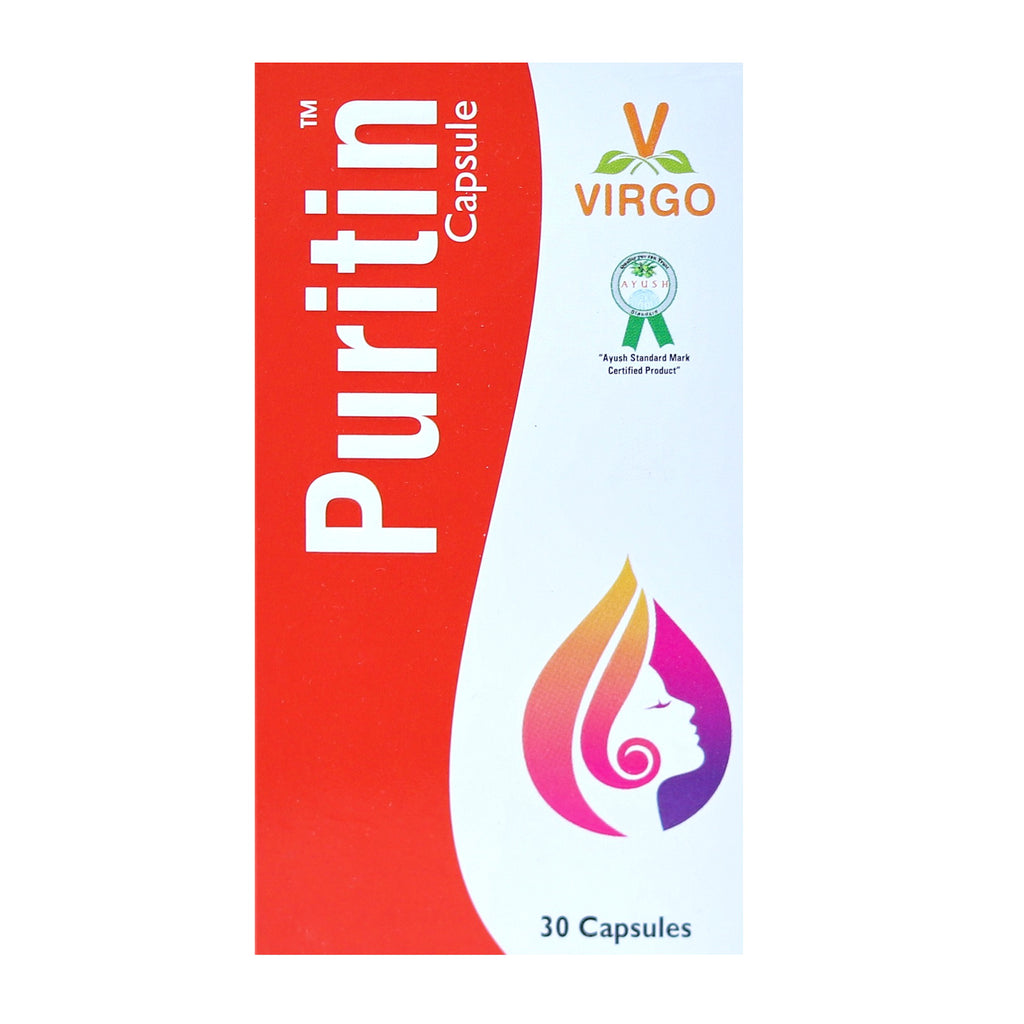 Virgo Puritin Capsules : Blood Purifier, Managing Eczema, Fungal Infections, Anti Acne, Anti Pimples (60 Capsules) (30 Capsules X 2)