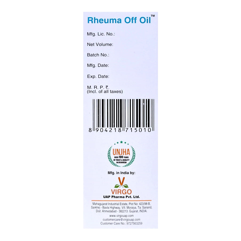 Ral Rheuma Oil Virgo Rheuma Off Oil (100 ml) (50 ml X 2) – Uniherbs India