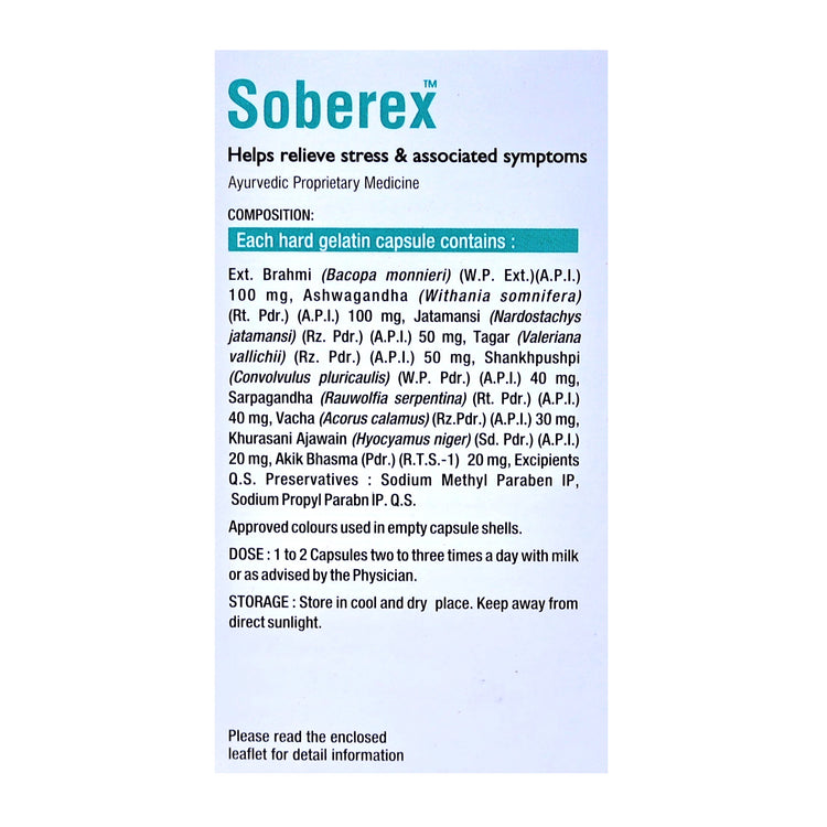 Virgo Soberex Capsules : Helpful in Anxiety, Stress, Mental Health Disorders, Memory Booster Brain Tonic (60 Capsules) (30 Capsules X 2)