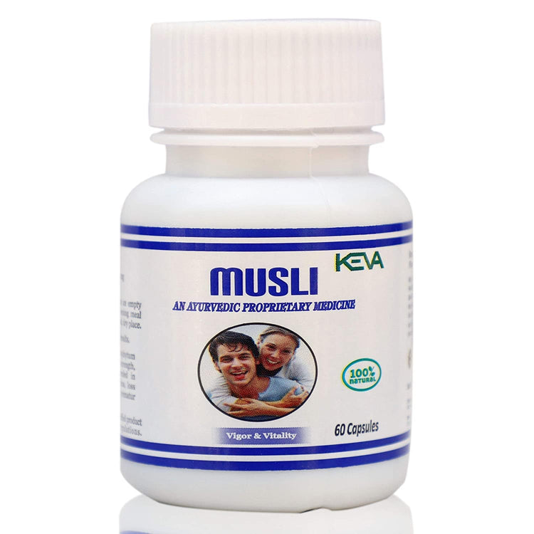 Uniherbs India Capsules Keva Musli Capsules : Improves Strength, Vigor and Complexion, Helpful in Cough, Asthma, Anemia Chronic Fever, Premature Hair Fall (60 Capsules)