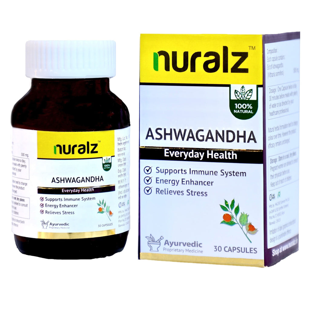 Uniherbs India Capsules Nuralz Ashwagandha Capsules : Herbal Supplement to Reduce Stress, Anxiety and Fatigue (30 Capsules)
