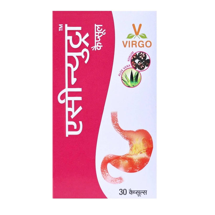 Uniherbs India Capsules Virgo Acineutra Capsules - For Acidity, Gas & Pitta, Helps Digestion, Morning Evacuation and Relieves Gastric Irritation (60 Capsules) (30 Capsules X 2 Pack)