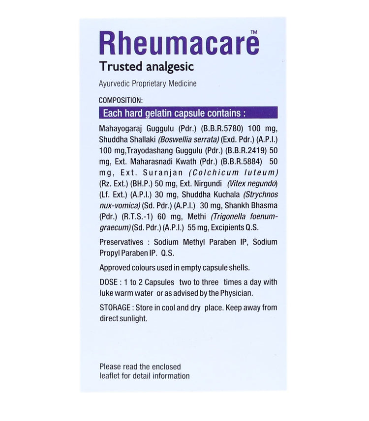 Uniherbs India Capsules Virgo Rheumacare Capsules - For Osteoarthritis, Rheumatoid Arthritis, Gout, Sciatica (60 Capsules) (30 Capsules X 2 Pack)