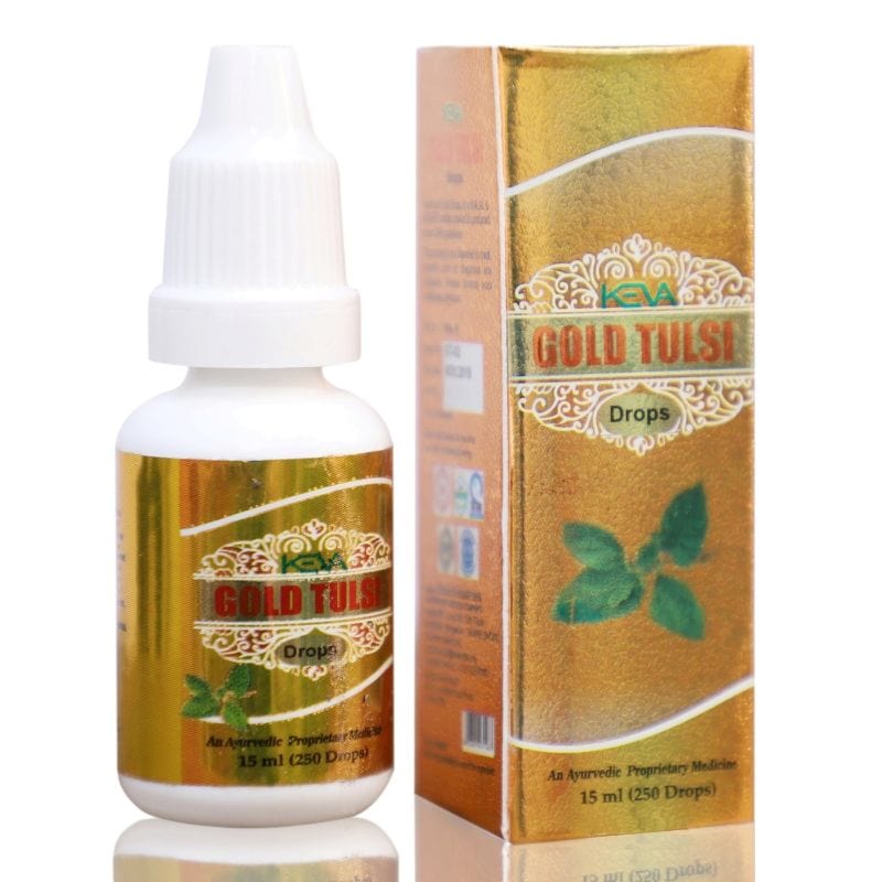 Uniherbs India Drops 15 ml Keva Gold Tulsi Drops : Immunity Booster, Blood Purifier, Antioxidant, Detoxifier, Relieves from Stress, Anxiety