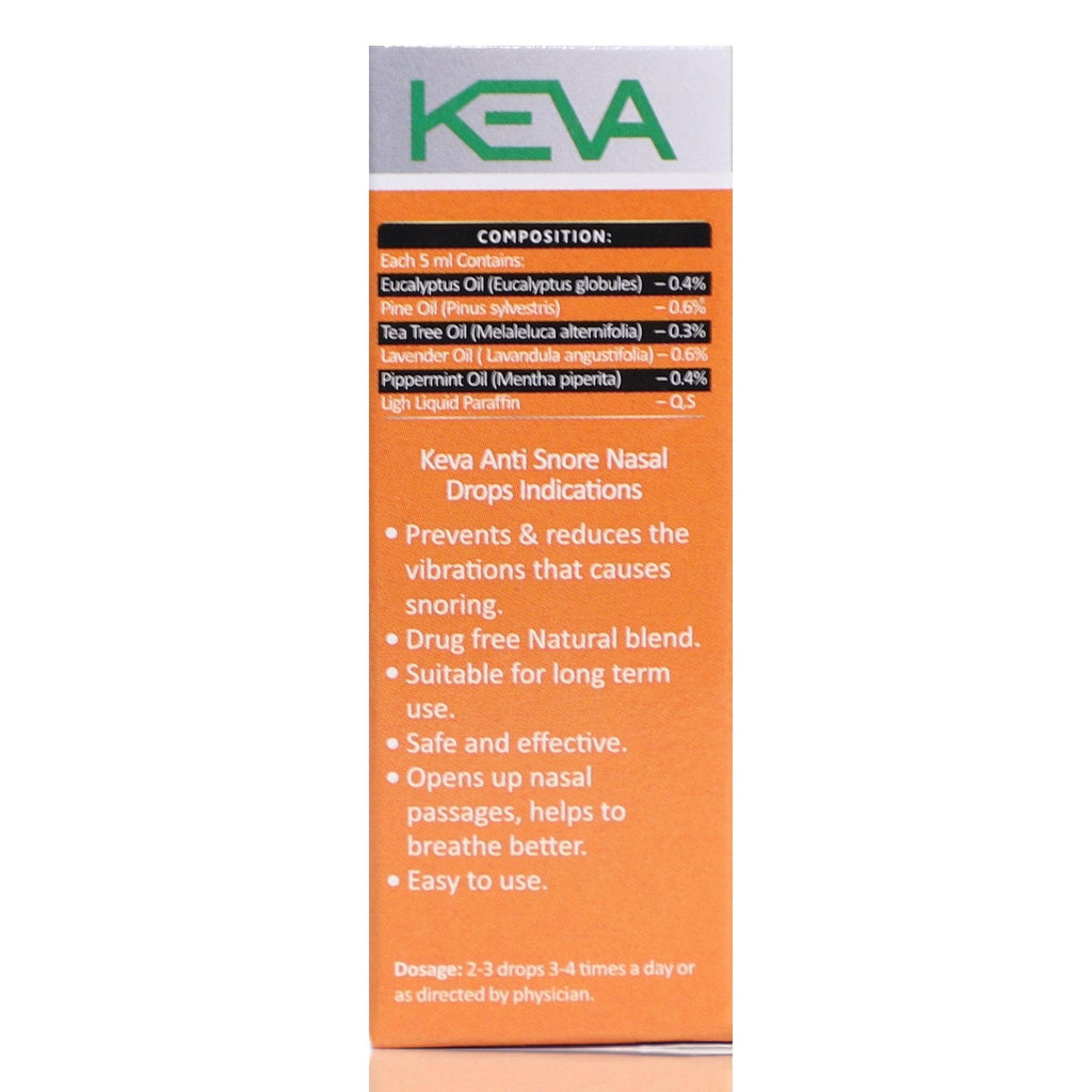 Uniherbs India Drops Keva Anti Snore Nasal Drops : Prevents and Reduces Vibrations that Cause Snoring, Drug-free Natural Blend (75 ml) (Pack of 5 X 15 ml)