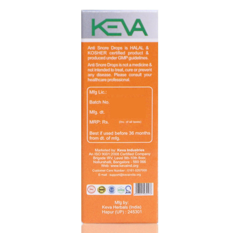 Uniherbs India Drops Keva Anti Snore Nasal Drops : Prevents and Reduces Vibrations that Cause Snoring, Drug-free Natural Blend (75 ml) (Pack of 5 X 15 ml)