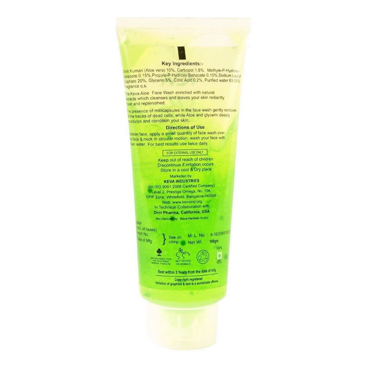 Uniherbs India Face Wash Keva Aloe Vera Face Wash : With Milli Capsules, Enriched with Aloe Vera, Lightens and Brightens Face Naturally