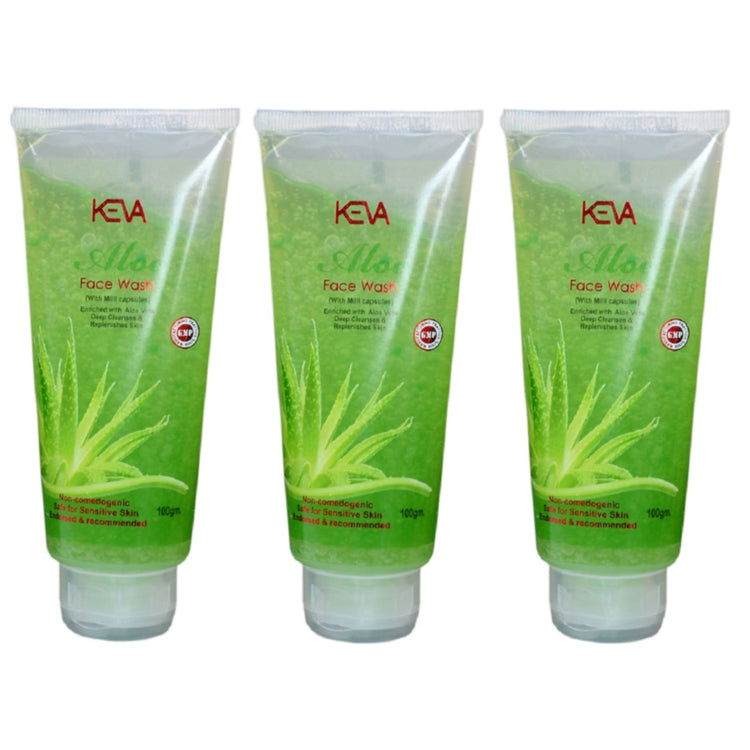 Uniherbs India Face Wash Keva Aloe Vera Face Wash : With Milli Capsules, Enriched with Aloe Vera, Lightens and Brightens Face Naturally