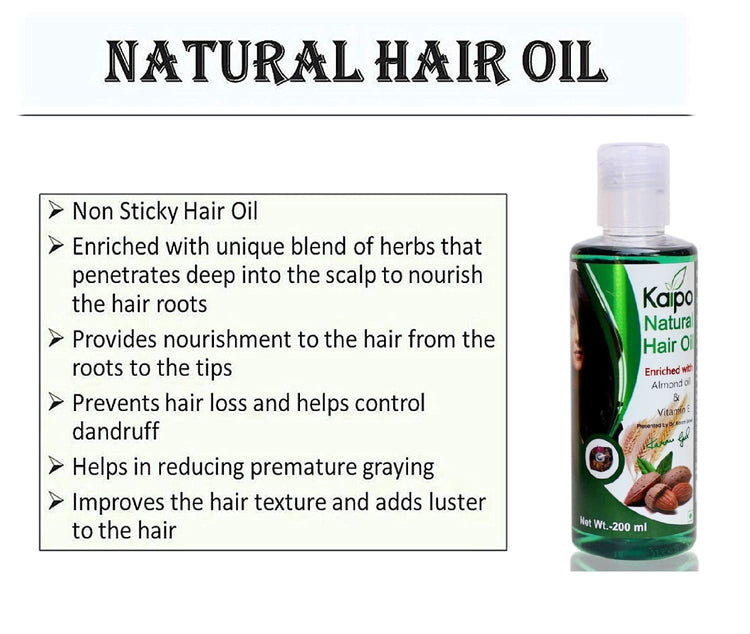 Uniherbs India Hair Oil Kaipo Natural Hair Oil (200 ml) : A Natural, Non Greasy, Non Sticky & Nourishing Hair Oil, Enriched with Almond Oil & Vitamin E