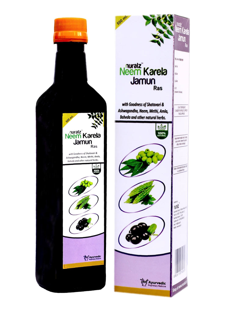 Uniherbs India Juice Nuralz Neem Karela Jamun Ras :  For Liver Health, Healthy Skin And Lustrous Hair, Helpful In Madhu-meh (Diabetes), Cleansing Liver, Immunity Booster, Antioxidant (500 ml)