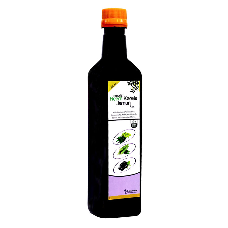 Uniherbs India Juice Nuralz Neem Karela Jamun Ras :  For Liver Health, Healthy Skin And Lustrous Hair, Helpful In Madhu-meh (Diabetes), Cleansing Liver, Immunity Booster, Antioxidant (500 ml)