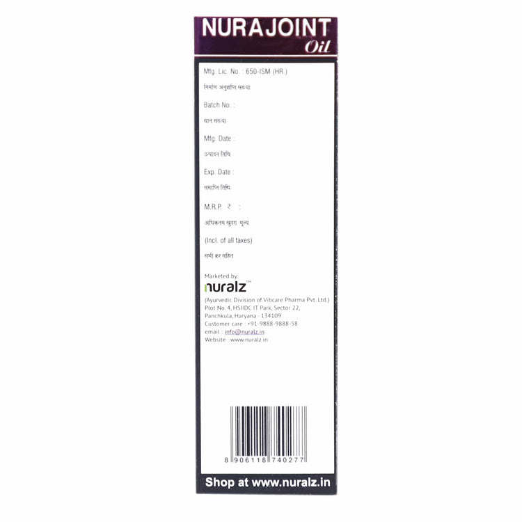 Uniherbs India Oil Nuralz NuraJoint Oil : Ayurvedic Medicine for Joint Pain, Arthritis Pain, Rheumatic Arthritis, Gout, Swelling And Stiffness (100 ml) (50 ml X 2 Pack)