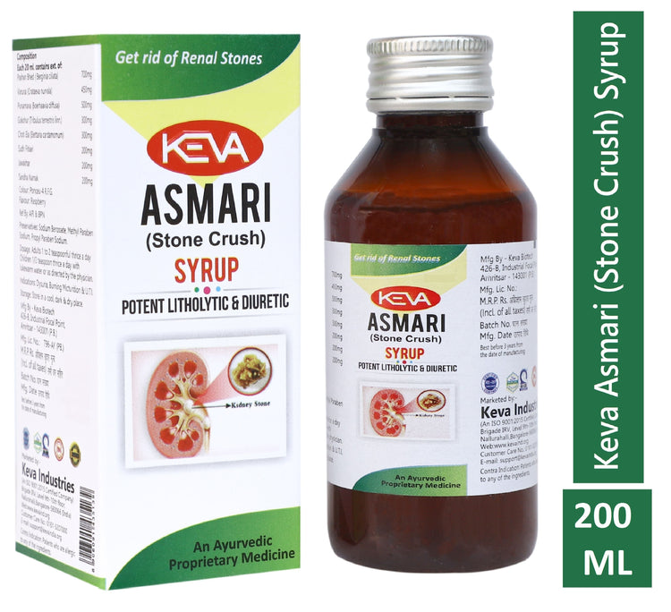 Uniherbs India Syrup Keva Asmari (Stone Crush) Syrup : Helps Prevent Recurrence of Stones, Helps in Urinary Infections, Possesses Diuretic and Demulcent Properties (200 ml)