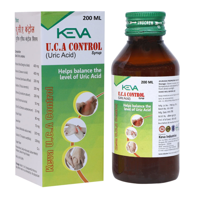 Uniherbs India Syrup Keva Uric Acid Control Syrup (U. C. A. Control Syrup) : Very Useful in Managing Increased Uric Acid, Effective for Gout Arthritis (200 ml)