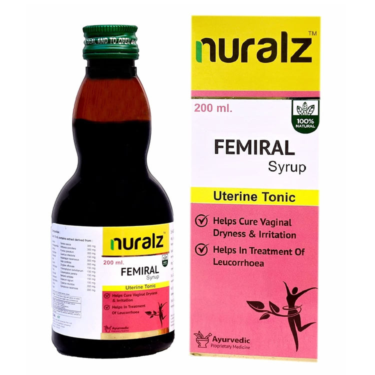 Uniherbs India Syrup Nuralz Femiral Syrup : Helps Cure Vaginal Dryness & Irritation, Helps In Treatment of Leucorrhoea (400 ml) (200 ml X 2 Pack)