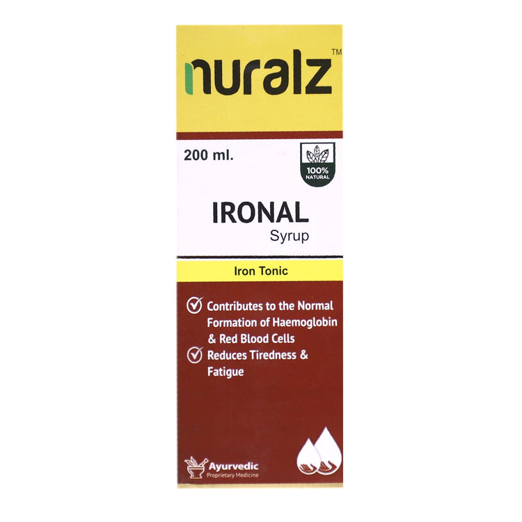 Uniherbs India Syrup Nuralz Ironal Syrup : Contributes To Normal Formation of Hemoglobin and Red Blood Cells, Reduces Tiredness & Fatigue (400 ml) (200 ml X 2 Pack)