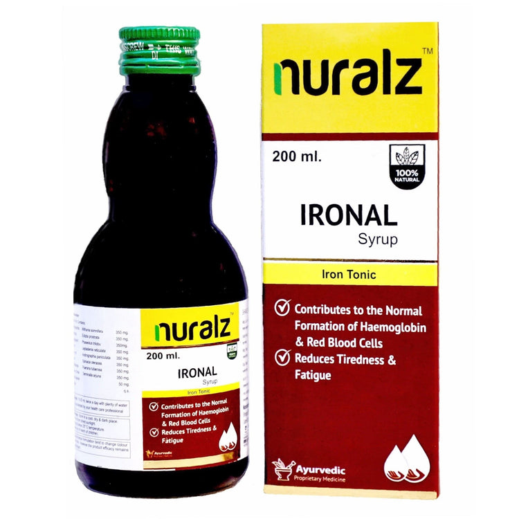 Uniherbs India Syrup Nuralz Ironal Syrup : Contributes To Normal Formation of Hemoglobin and Red Blood Cells, Reduces Tiredness & Fatigue (400 ml) (200 ml X 2 Pack)