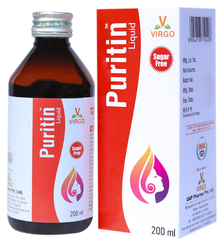 Uniherbs India Syrup Virgo Puritin Liquid - Blood Purifer, Skin Disease, Eczema, Pimples (400 ml) (200 ml X 2 Pack)