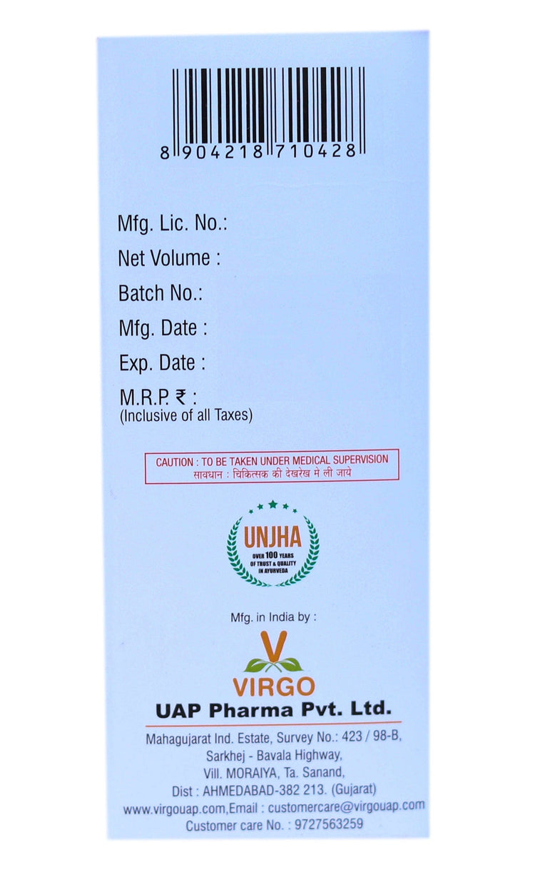 Uniherbs India Syrup Virgo Puritin Liquid - Blood Purifer, Skin Disease, Eczema, Pimples (400 ml) (200 ml X 2 Pack)